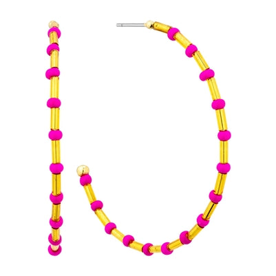 Seed Bead And Gold Hoop Earring