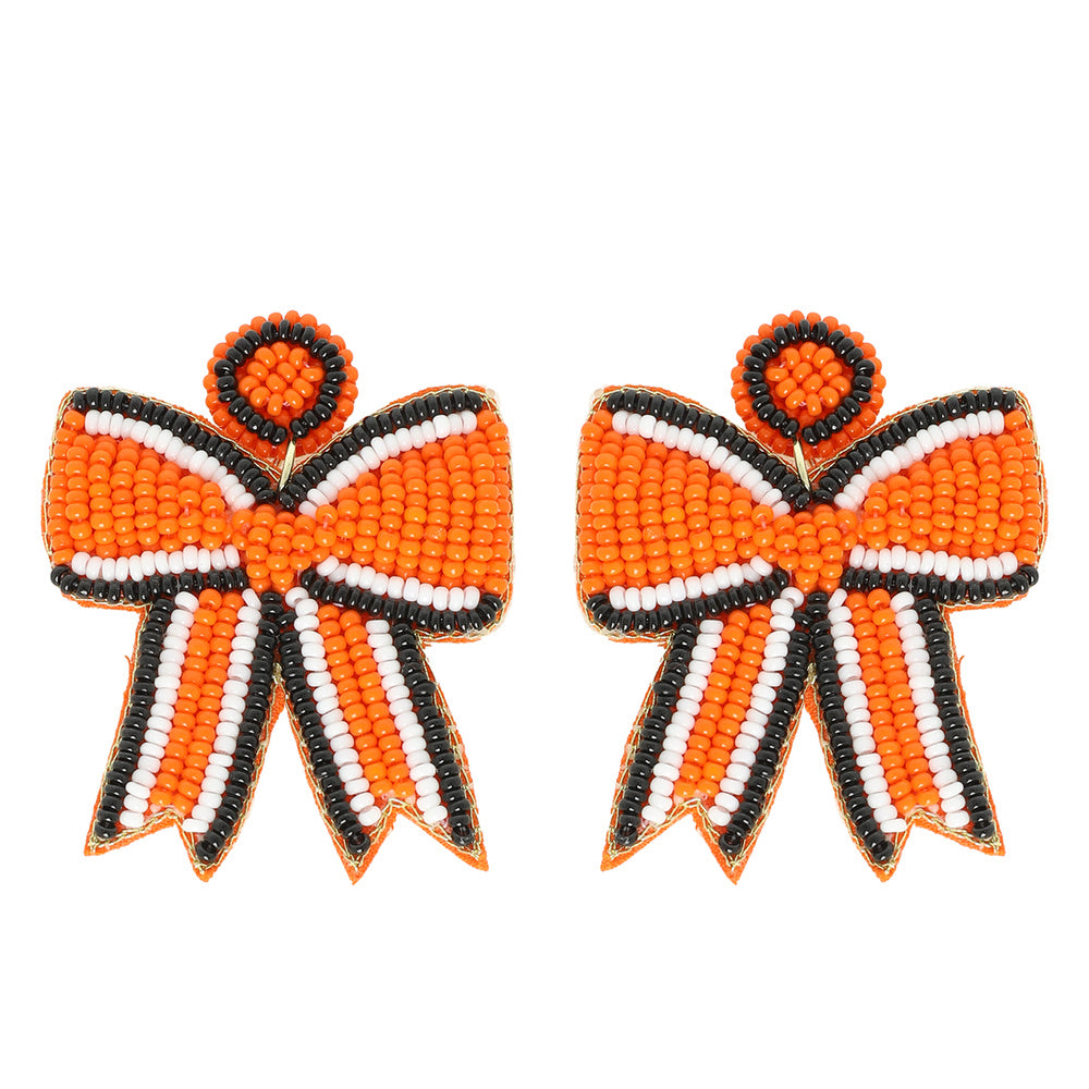 Loud & Proud Bow Seed Bead Earrings