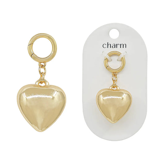 Gold Puff Heart Bag Charm