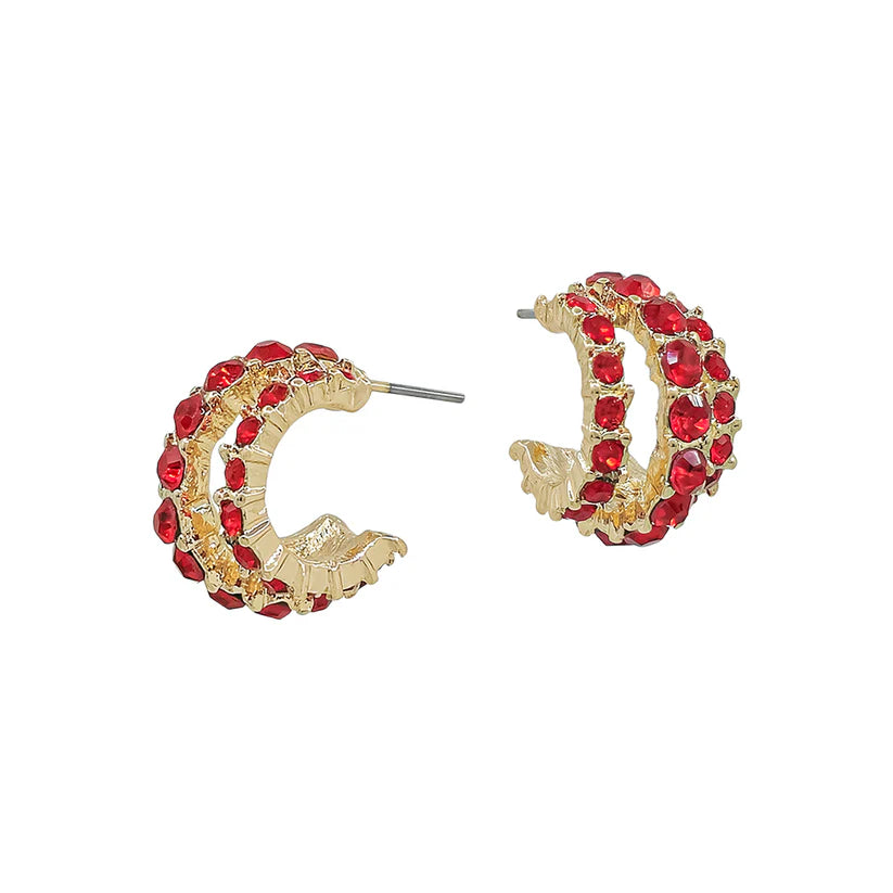 Rhinestone Triple Row Hoop Earring