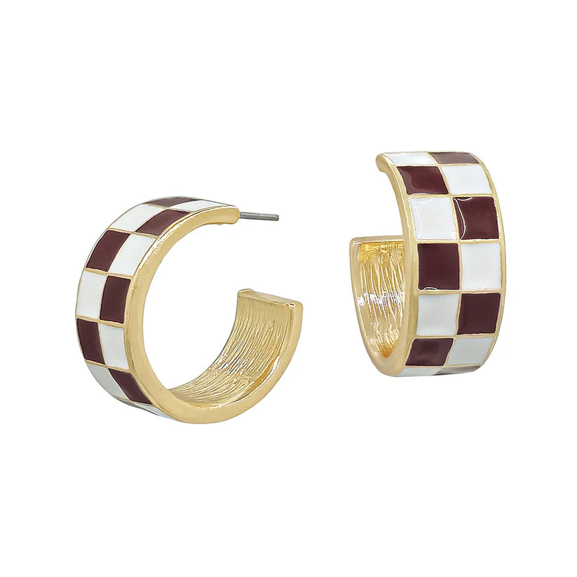 Gameday Checkered Small Hoop Earring