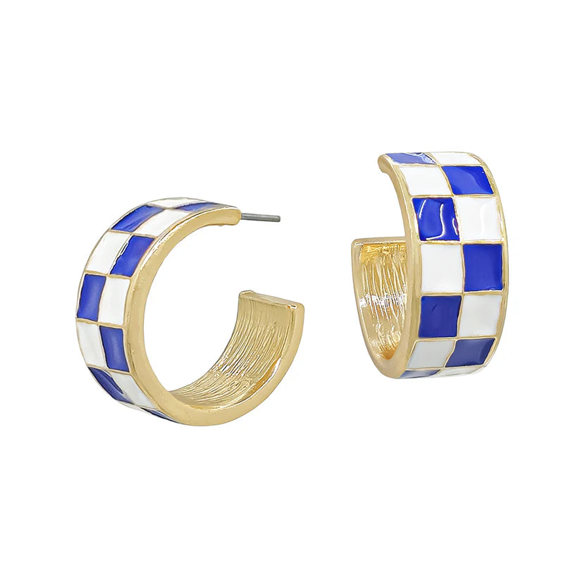 Gameday Checkered Small Hoop Earring