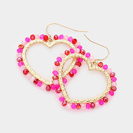 Faceted Beaded Open Heart Earring