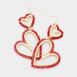 Faceted Beaded Open Heart Dangle Earring