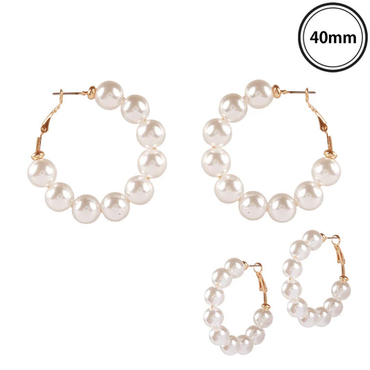 Pearl Latch Back Hoop Earring