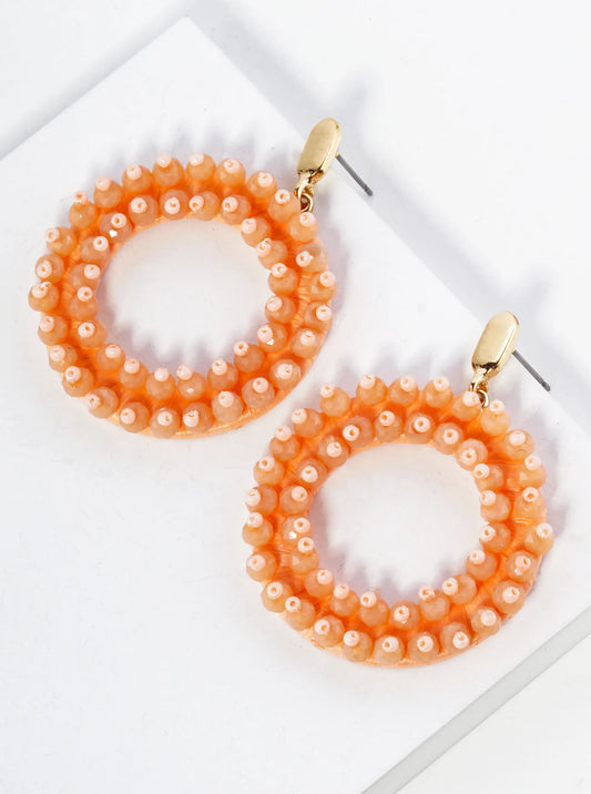 Glass Beaded Hoop Post Earring