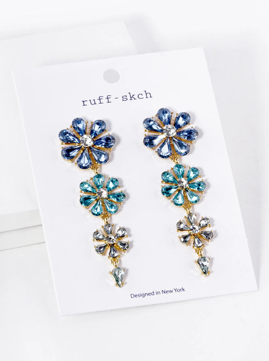 Crystal Graduated Flower Drop Earring