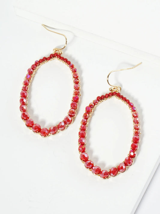 Graduated Glass Bead Long Hexagon Earrings