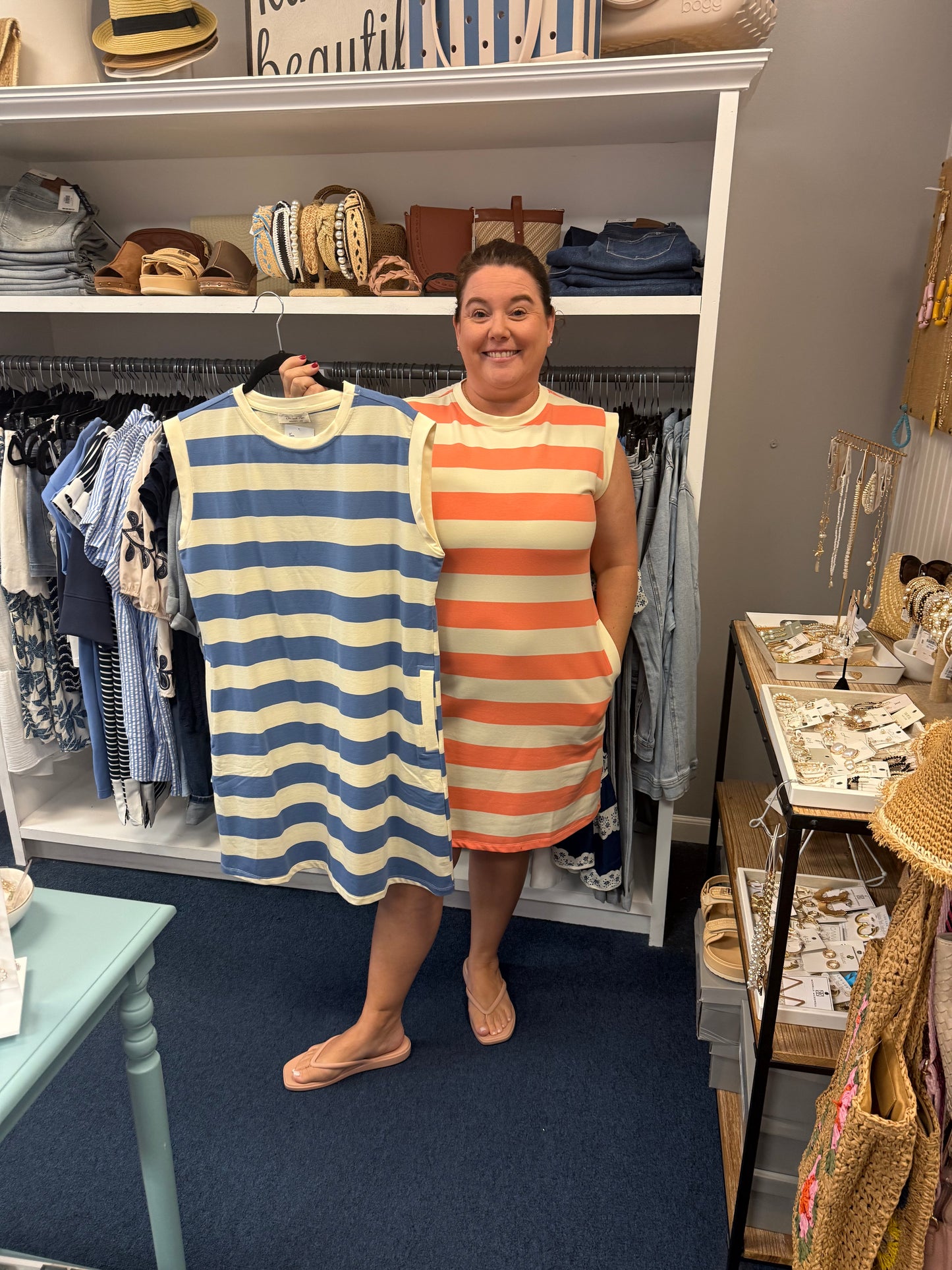 Rugby Striped Cap Sleeve Dress