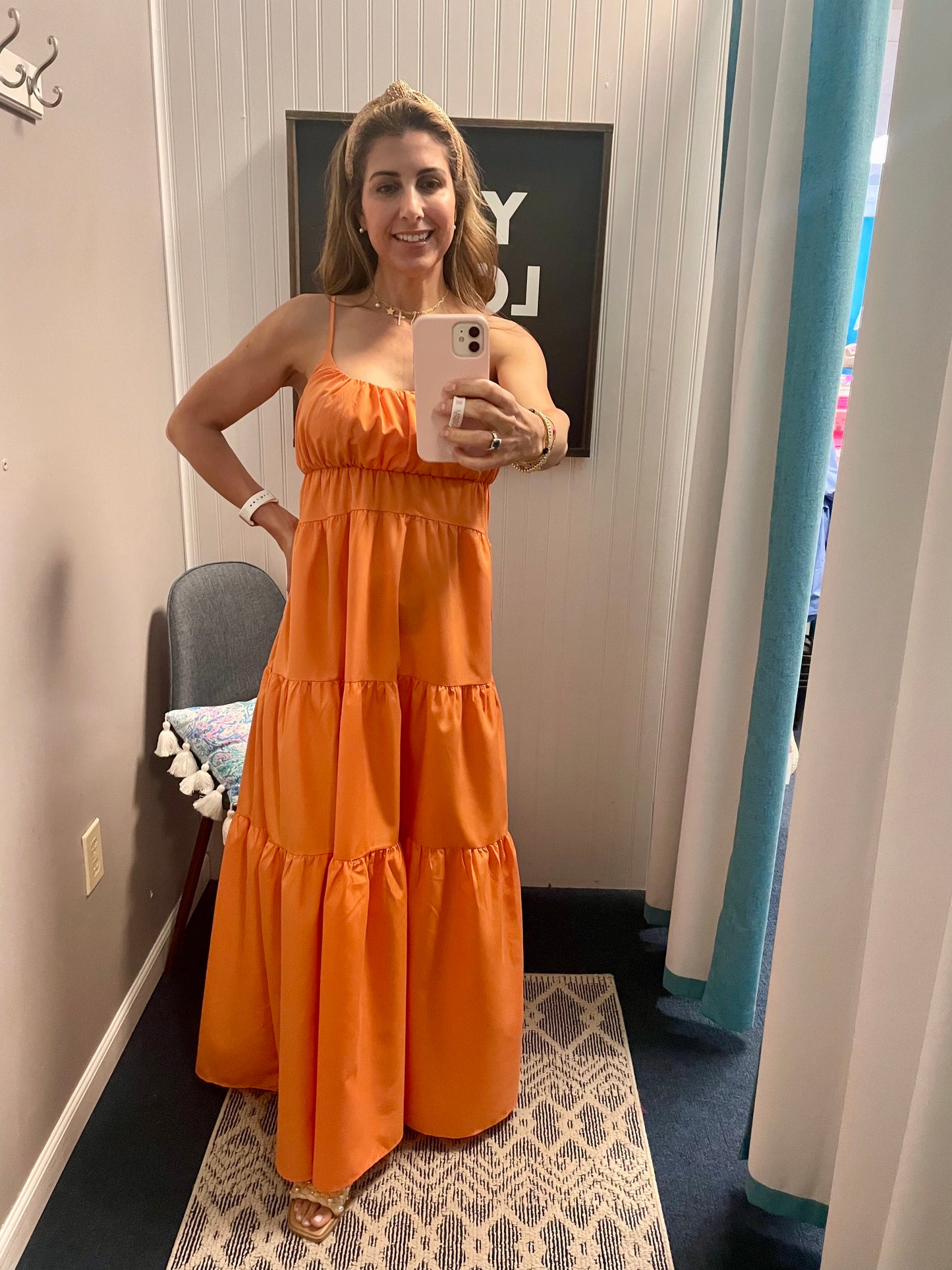 Solid Tiered Cami Poplin Dress - Creamsicle