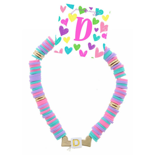 Kids Rubber Disk Beaded Initial Bracelet