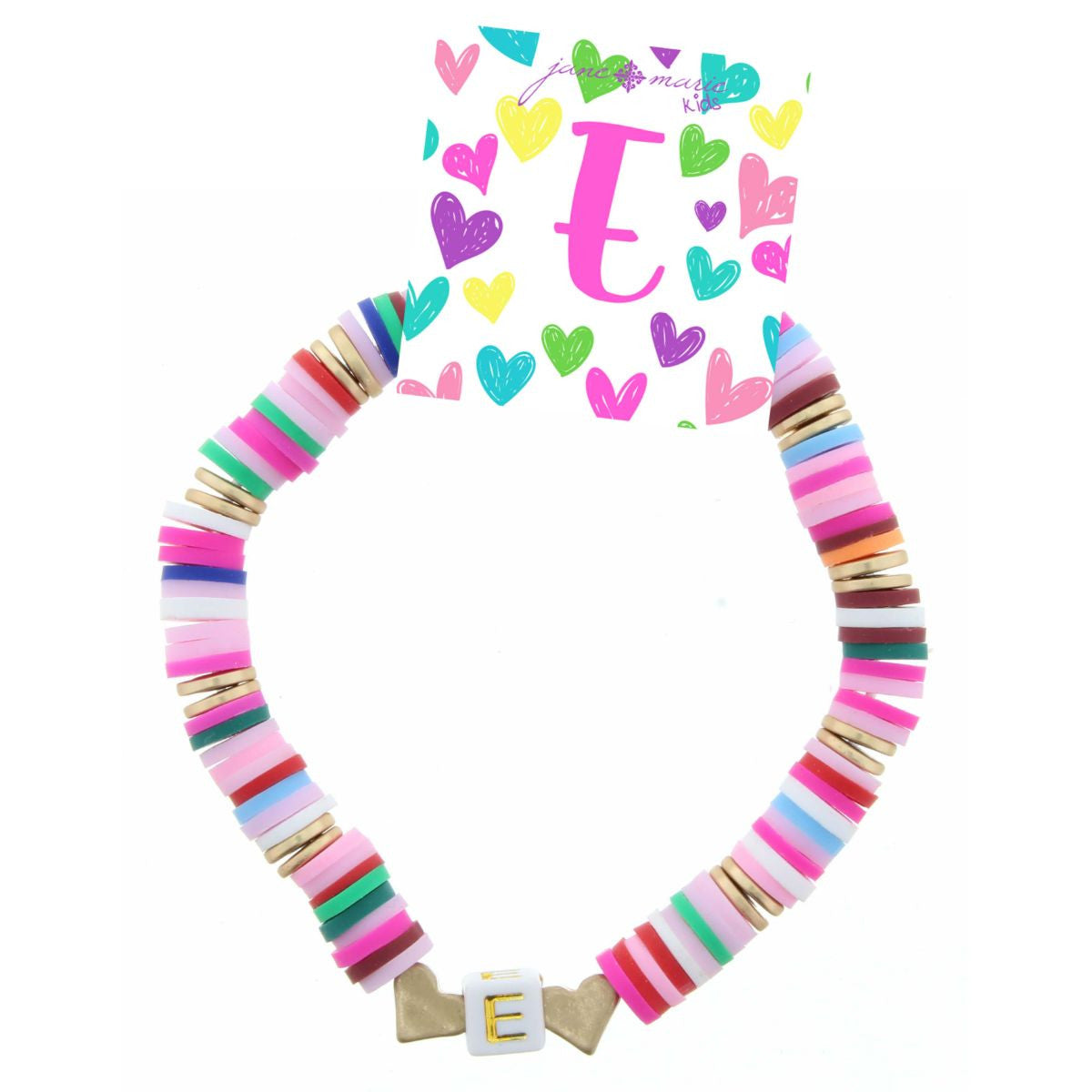 Kids Rubber Disk Beaded Initial Bracelet