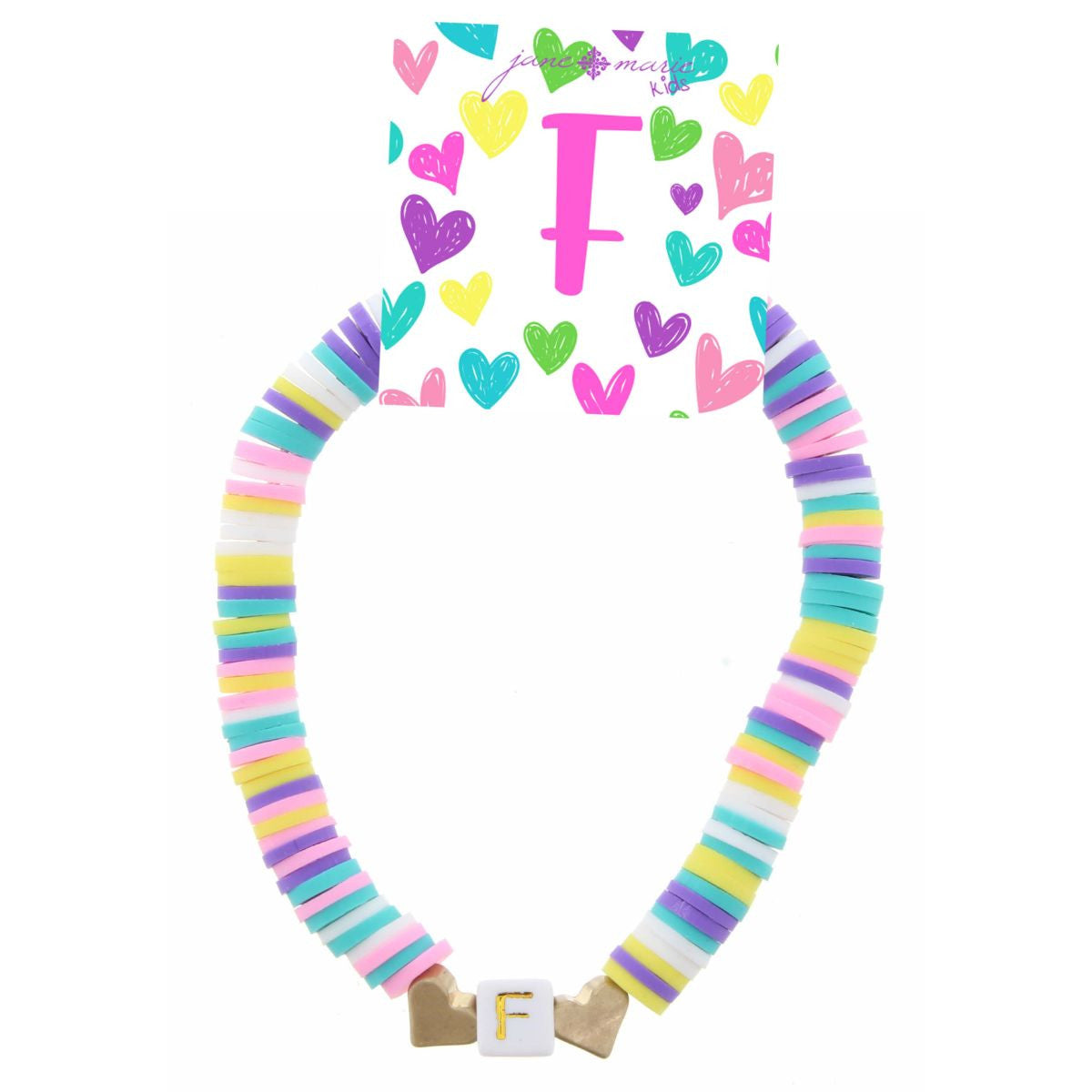Kids Rubber Disk Beaded Initial Bracelet