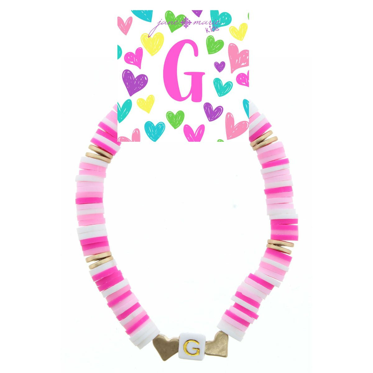 Kids Rubber Disk Beaded Initial Bracelet