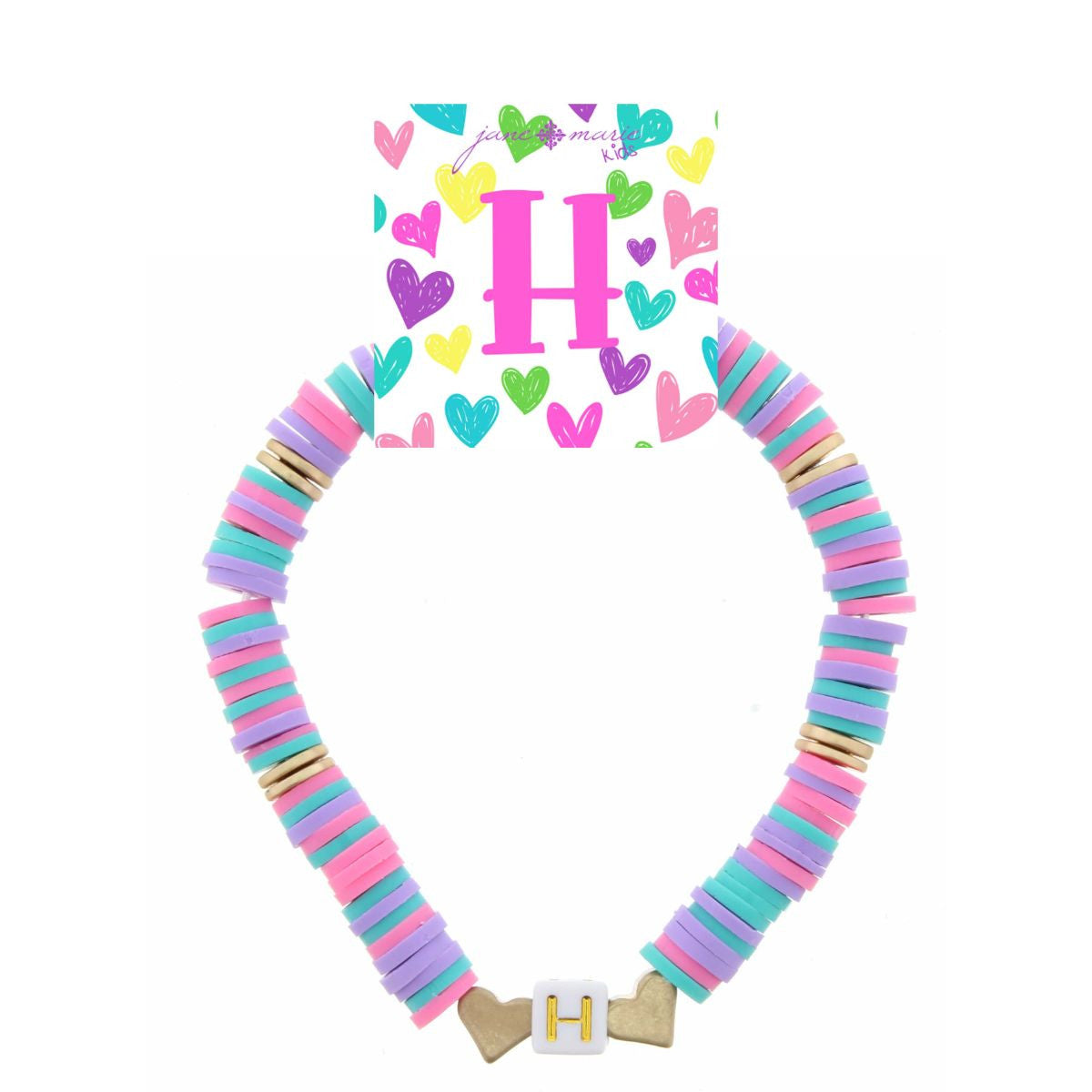 Kids Rubber Disk Beaded Initial Bracelet