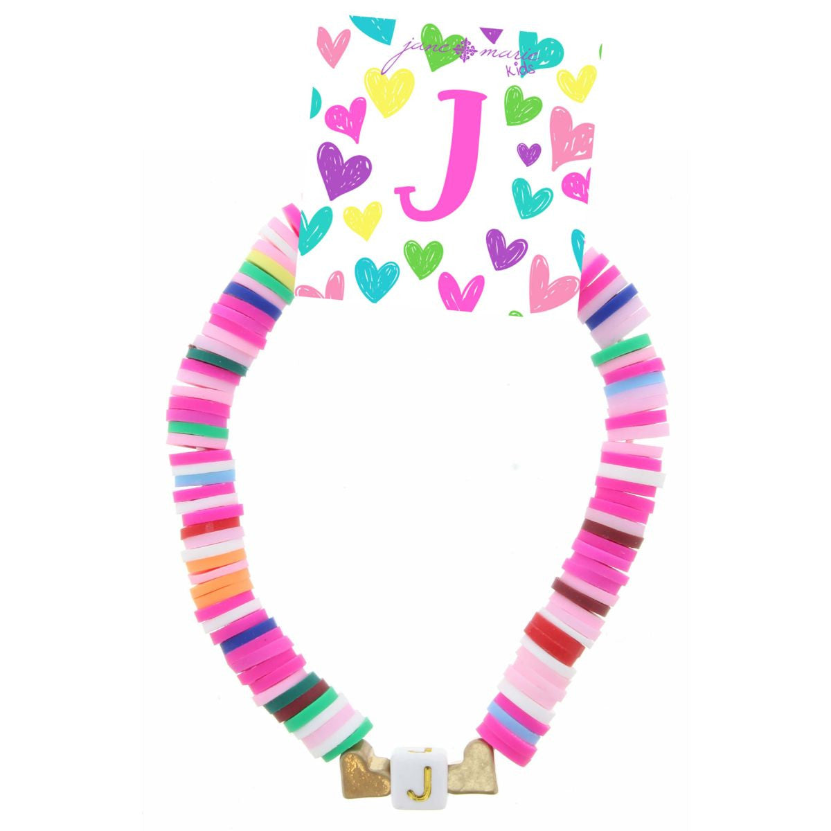 Kids Rubber Disk Beaded Initial Bracelet