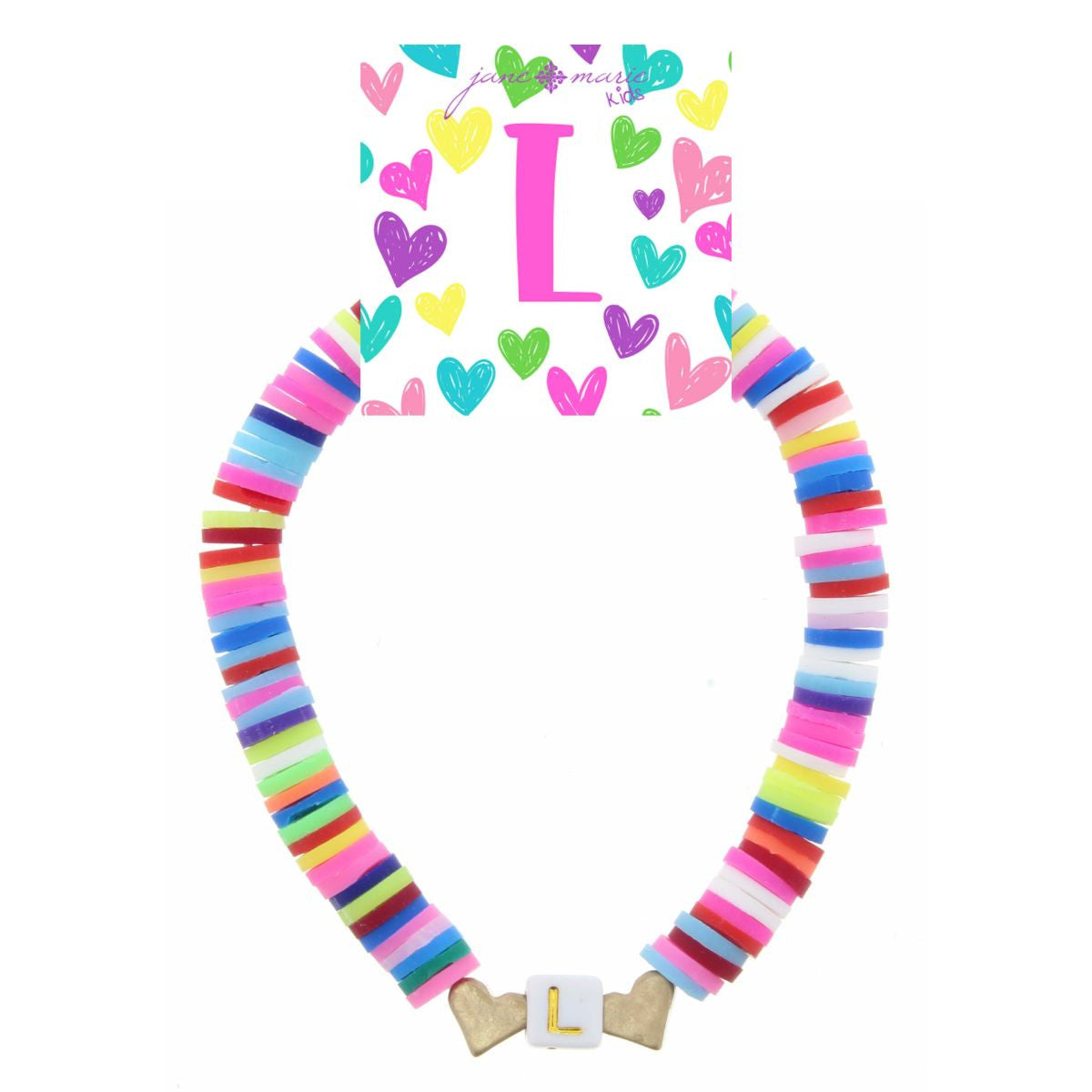Kids Rubber Disk Beaded Initial Bracelet
