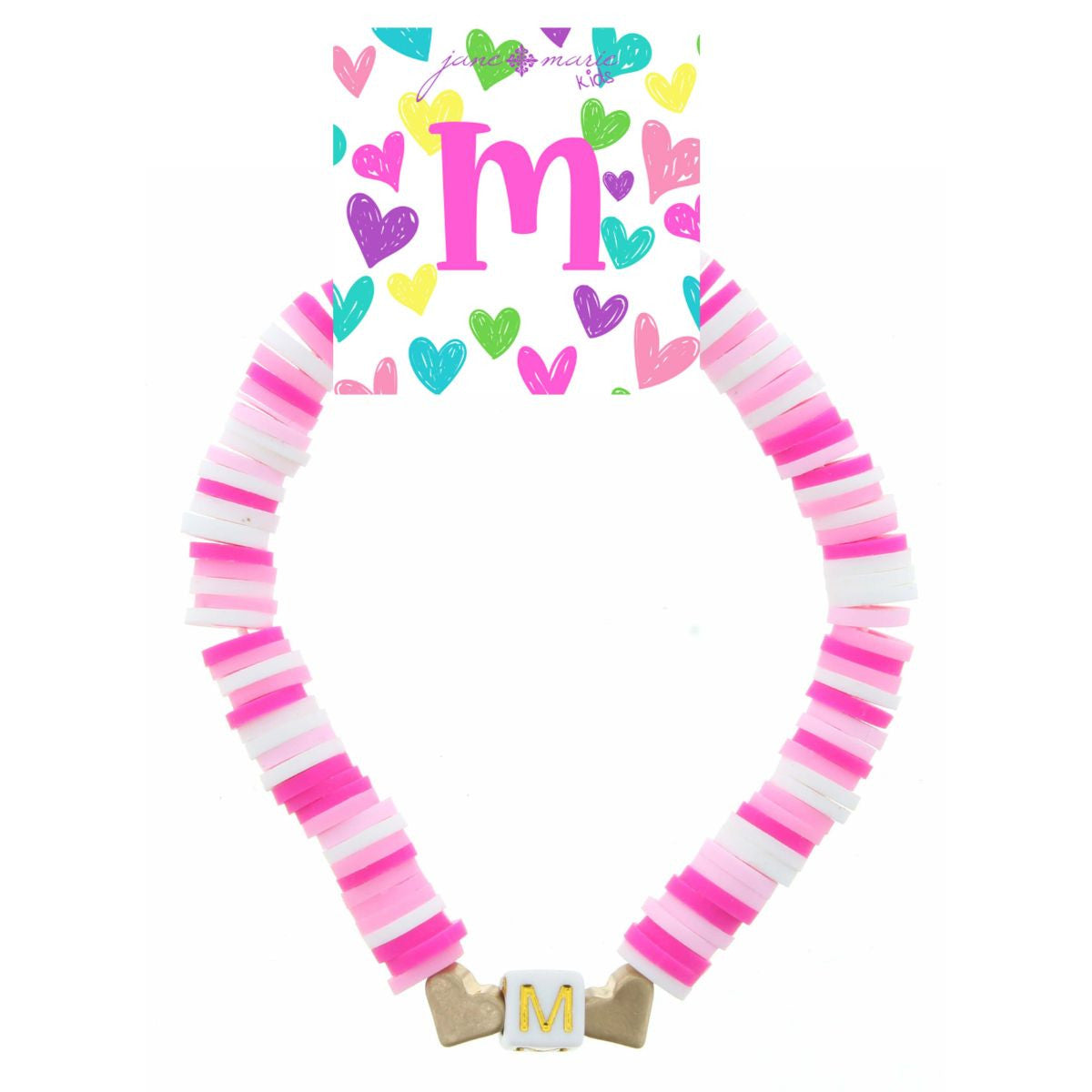 Kids Rubber Disk Beaded Initial Bracelet