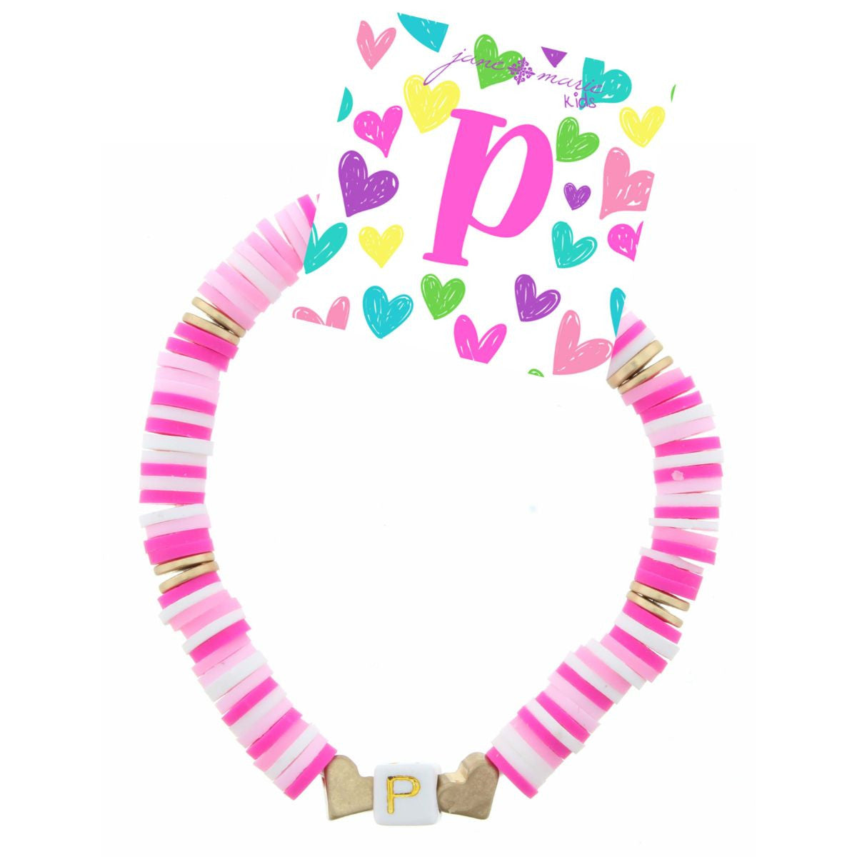 Kids Rubber Disk Beaded Initial Bracelet