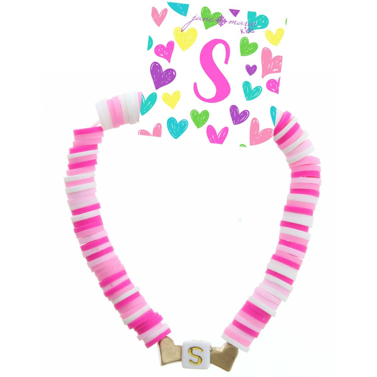 Kids Rubber Disk Beaded Initial Bracelet