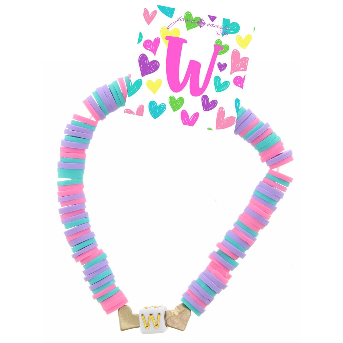 Kids Rubber Disk Beaded Initial Bracelet
