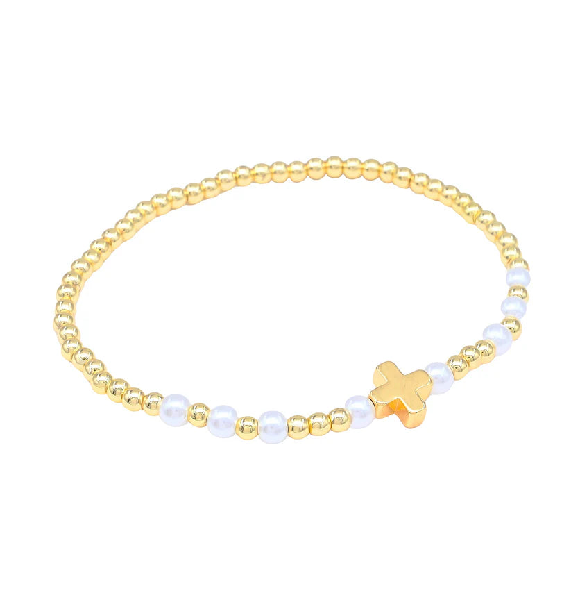Single Cross & Pearl Bracelet