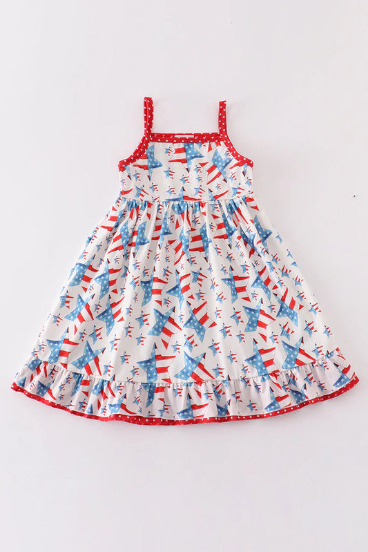 Patriotic Star Flag Print Dress