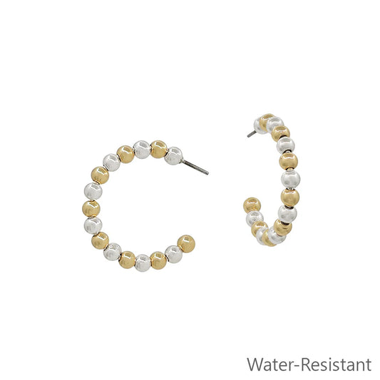 Gold & Silver Ball Bead Small Hoop Earring