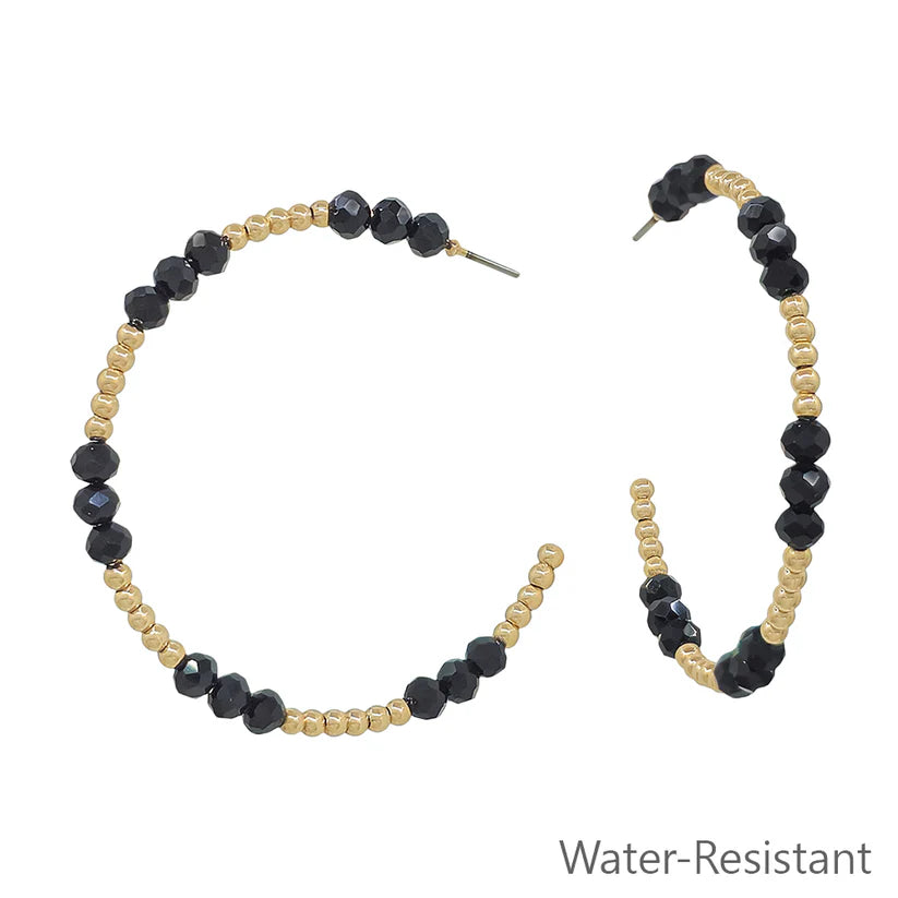 Crystal & Gold Beaded Hoop Earring
