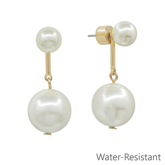 Gold Bar Pearl Drop Earring