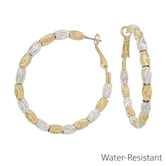 Large Textured Oval Hoop Earring