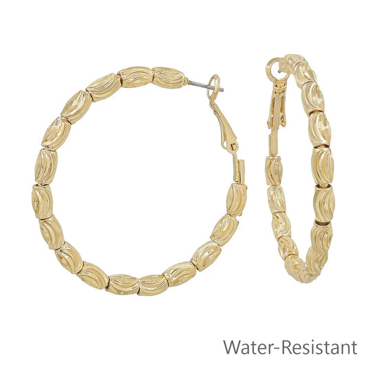 Large Textured Oval Hoop Earring