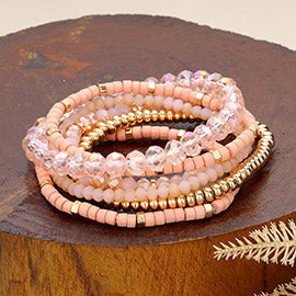 Faceted Bead & Wood Bracelet Set