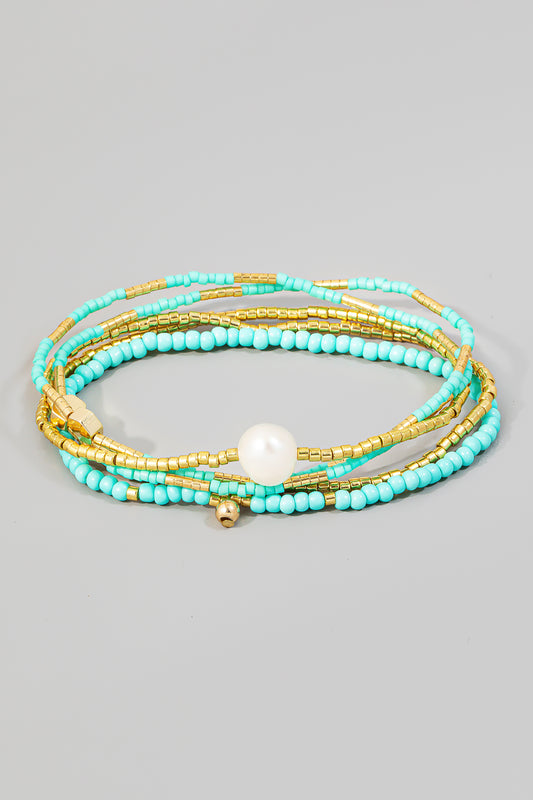 Multi Strand Pearl Beaded Bracelet Set