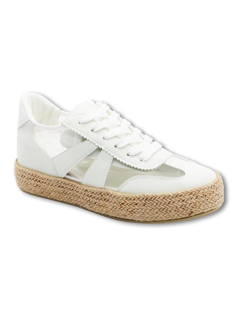 Simply Southern Raffia Band Sheer Sneaker-White