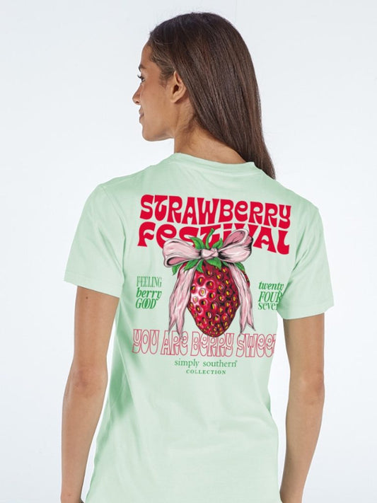 Simply Southern Strawberry T-Shirt-Mint