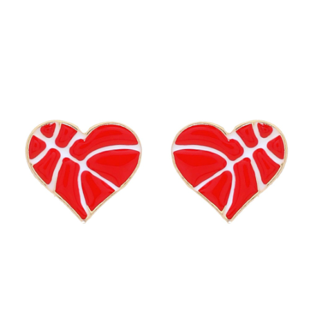 Sport Enamel Heart Stud Earring