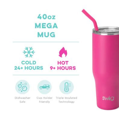 Hot Pink Mega Mug By Swig