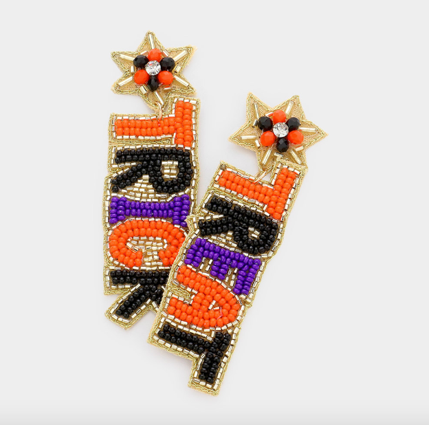 Trick Or Treat Seed Beaded Star Drop Earring