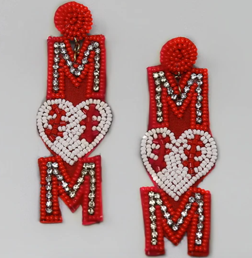 Heart Sport Mom Seed Bead Earring