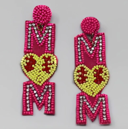 Heart Sport Mom Seed Bead Earring