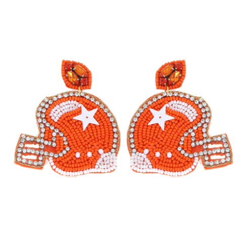 Seed Bead Football Helmet Drop Earring