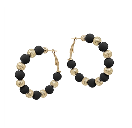 Clay Ball + Gold Bead Latch Hoop Earring