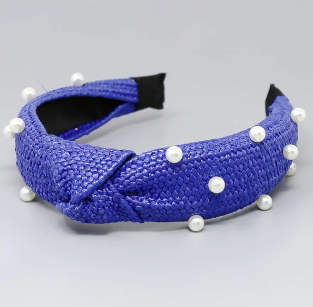 Woven Straw & Pearl Knotted Headband