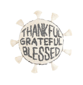 Grateful Thankful Blessed Pillow W/ Tassels