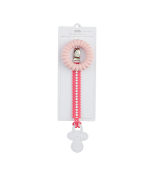 Pink Pacifier Strap & Teether Set