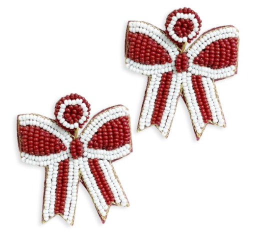 Loud & Proud Bow Seed Bead Earrings