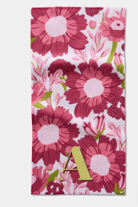 Geometry Monogram Floral Personalized Bar Towels