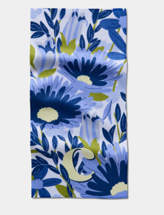 Geometry Monogram Floral Personalized Bar Towels