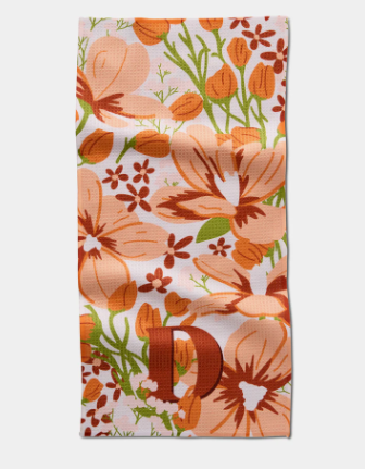 Geometry Monogram Floral Personalized Bar Towels